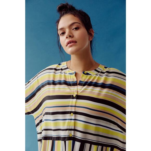 New Anthropologie Peter Som Naxos Striped Tunic Mini Dress $148 XS / S Yellow - Picture 8 of 9